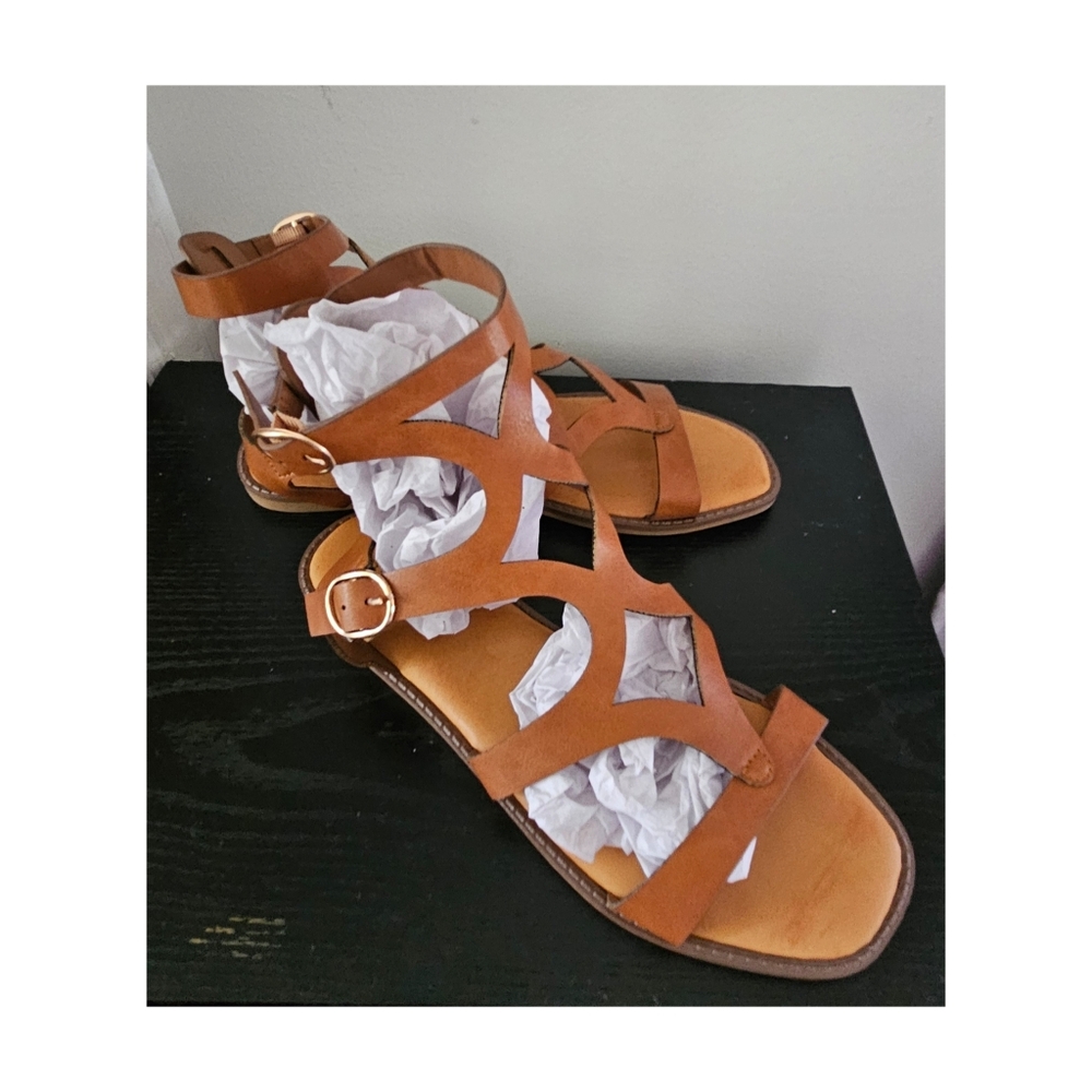 Bamboo Gladiator Strappy Sandals Brown Size 8 BNWOB